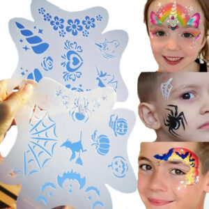 6 Stencil 17x17cm 50 Desenhos Pintura Facial menina menino - Oferta na Shopee