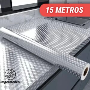 5/10/15 Metros Papel De Alumínio Rolo Adesivo 3D Prova Da Agua Para Cozinha Adesivo Impermeável - Oferta na Shopee