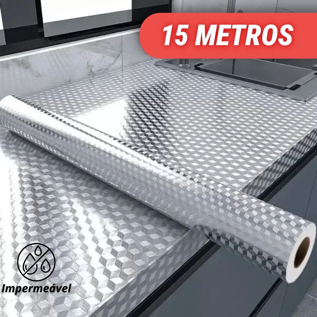 5/10/15 Metros Papel De Alumínio Rolo Adesivo 3D Prova Da Agua Para Cozinha Adesivo Impermeável 5/10/15 Metros Papel De Alumínio Rolo Adesivo 3D Prova Da Agua Para Cozinha Adesivo Impermeável - Oferta na Shopee