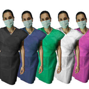 100un Avental descartável TNT s/ manga 30g hospitalar manga curta colorido barato - Oferta na Shopee