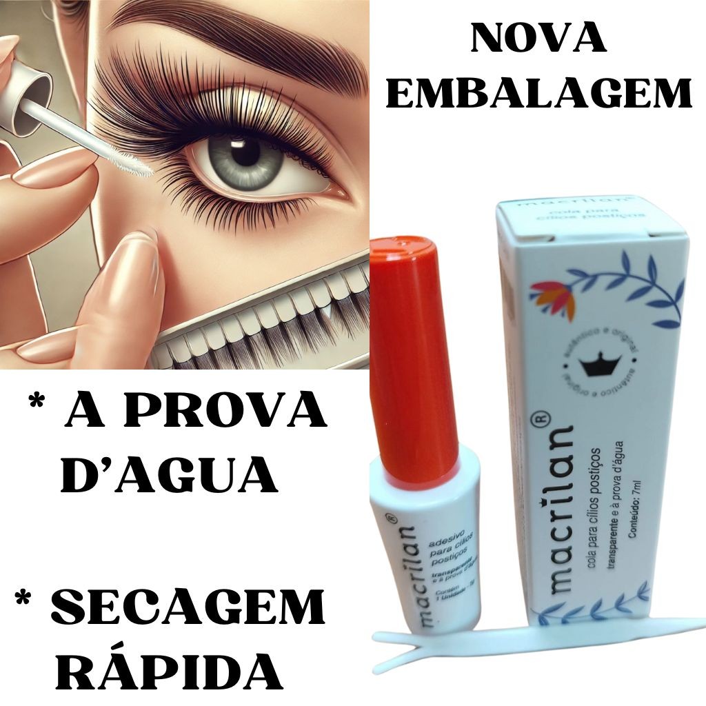 Cola para Cílios Postiços Macrilan – Transparente, Secagem Rápida e à Prova D’Água Cola para Cílios Postiços Macrilan – Transparente