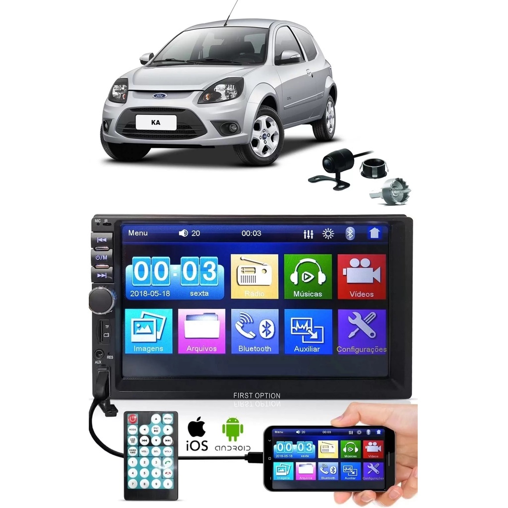 Mp5 Central Multimidia 2 Din Ford Ka 1997 a 2013 Com Camera Mp5 Central Multimidia 2 Din Ford Ka 1997 a 2013 Com Camera