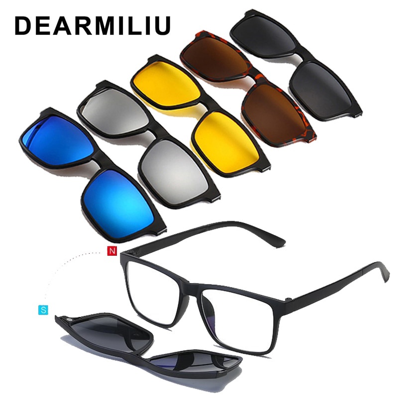 DEARMILIU Ultra-light 6pcs/1set Clip Polarizado Em Óculos De Sol Homens Mulheres Magnetic Eyeglass Frames Óculos Ópticos DEARMILIU Ultra-light 6pcs/1set Clip Polarizado Em Óculos De Sol Homens Mulheres Magnetic Eyeglass Frames Óculos Ópticos