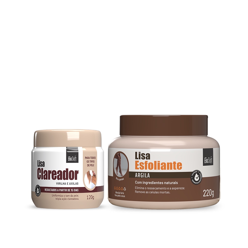 Kit Creme Lisa Clareador + Esfoliante Argila Kit Creme Lisa Clareador + Esfoliante Argila