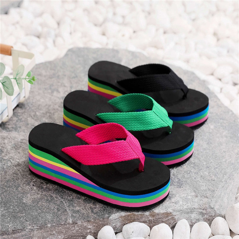 Sandálias De Praia Femininas De 6.5 Cm Cunha Super Alta Peep Toe Plataforma Verão Arco-Íris Sandálias De Praia Femininas De 6.5 Cm Cunha Super Alta Peep Toe Plataforma Verão Arco-Íris