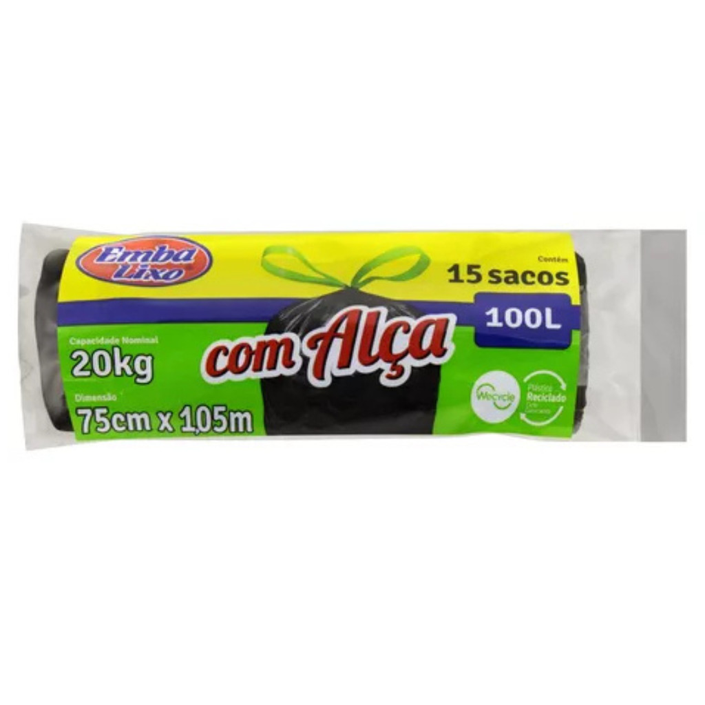 Saco Para Lixo Com Alça 100l Embalixo 15 Unidades Saco Para Lixo Com Alça 100l Embalixo 15 Unidades