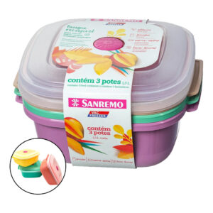 Jogo Pote Plástico 1300ml Quadrado Vac Freezer Kit 3 Sanremo - Oferta na Shopee