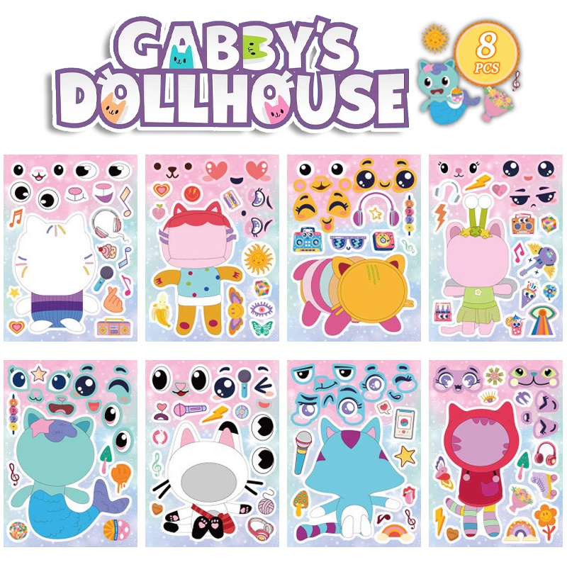 6/8PCS Cartoon Gabby’s Dollhouse Jogo Temático De Educação Infantil Autocolantes Para Decoração Artesanal 6/8PCS Cartoon Gabby’s Dollhouse Jogo Temático De Educação Infantil Autocolantes Para Decoração Artesanal