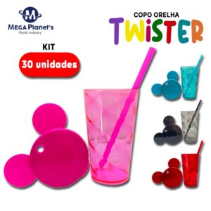 Kit 30 COPO TWISTER 500ml TAMPA ORELHA | Copo personagem | Ideal para Drinks e Festas | Aniversários | Casamentos | Chá de Bebê | Decorações - Oferta na Shopee