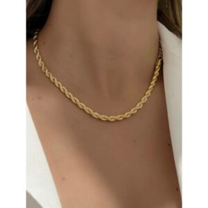 Colar Feminino Cordão Baiano Banhado Dourado Antialérgico Aço inox rn001 - Oferta na Shopee