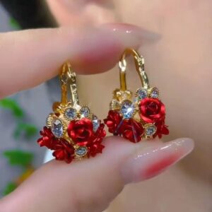 Cesta De Flores Rosa Orelha Fivela Moda Simples Versátil Brincos De Zircônio Requintados Para Mulheres - Oferta na Shopee