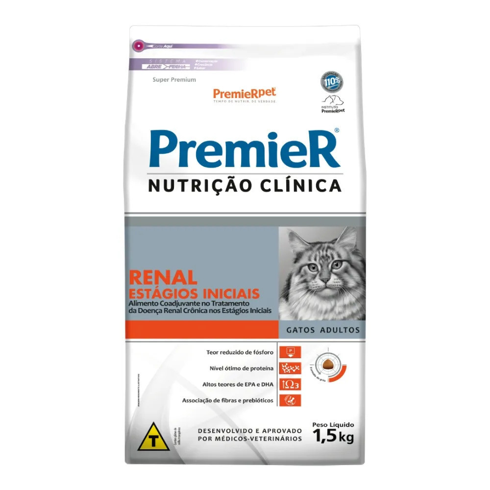 Ração Premier Nutrição Clínica Renal Estágios Iniciais Gatos Adultos 1,5 kg Ração Premier Nutrição Clínica Renal Estágios Iniciais Gatos Adultos 1,5 kg