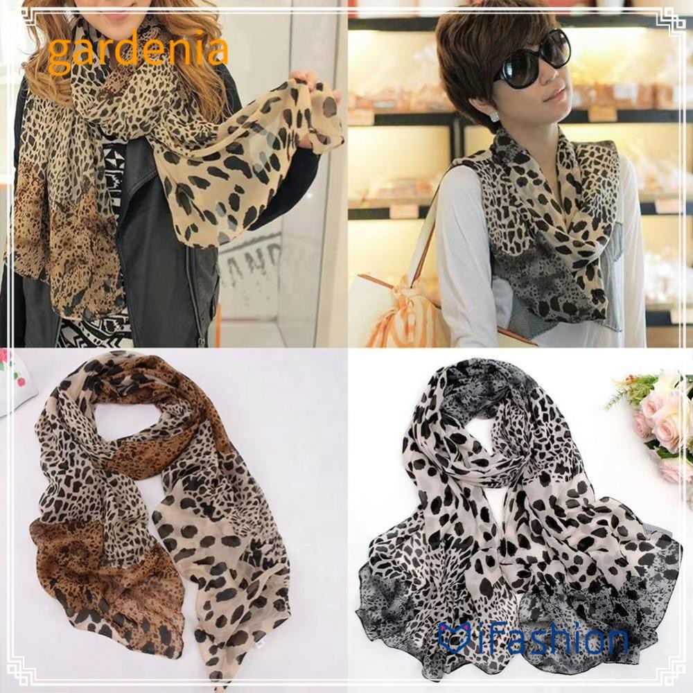 Cachecol De Chiffon GARDENIA , Lenço De Seda Xale Longo Vintage Com Estampa De Leopardo , Macio E Elegante Feminino Cachecol De Chiffon GARDENIA