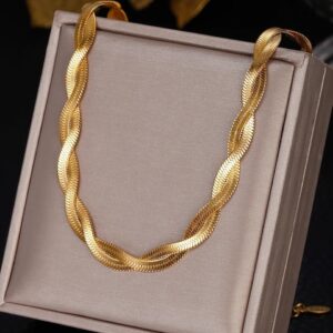 Colar Feminina 2 Fios Aço Inoxidável Banhado Cor Dourada 18K Ajustável- Promoção - Oferta na Shopee