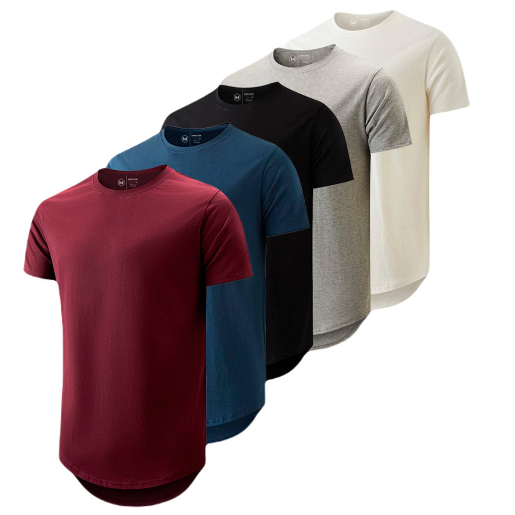 Kit 5 Camisetas Masculina Long Line Cotton By Zaroc Kit 5 Camisetas Masculina Long Line Cotton By Zaroc