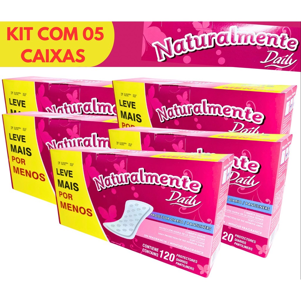 KIT COM 05 ABSORVENTES PACOTÃO ECONÔMICO PROTEÇÃO DIÁRIA – NATURALMENTE KIT COM 05 ABSORVENTES PACOTÃO ECONÔMICO PROTEÇÃO DIÁRIA – NATURALMENTE - Oferta na Shopee