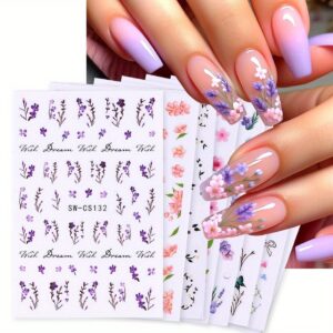 8 Folhas Tema De Verão Flores De Arte De Unhas Autocolante Floral Daisy Butterfly Design Simples Decalques Charme Grace DIY De Decoração - Oferta na Shopee