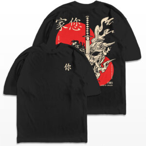 Camiseta Oversized Japan Mask Oni Katana Streetwear Camisa Unissex - Oferta na Shopee