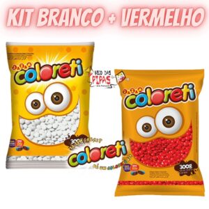Kit Confeito Coloreti Branco / Vermelho 300g Jazam - Oferta na Shopee