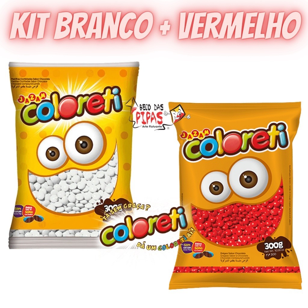 Kit Confeito Coloreti Branco / Vermelho 300g Jazam Kit Confeito Coloreti Branco / Vermelho 300g Jazam