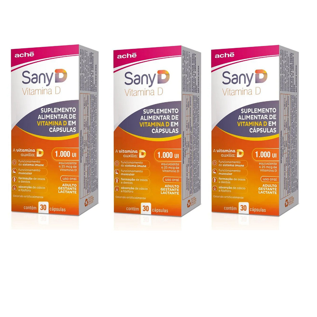 Kit 03 Suplemento Sany D 1.000Ui Com 30 Cápsulas – Ache Kit 03 Suplemento Sany D 1.000Ui Com 30 Cápsulas – Ache