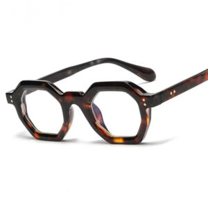 Polígono Leopardo Óculos Ópticos Quadro Moda Rebite Ao Ar Livre Equitação Proteção De Sol Uv400 - Oferta na Shopee