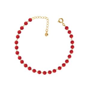 Pulseira Miçangas Vermelha Folheado A Ouro 18k - Oferta na Shopee