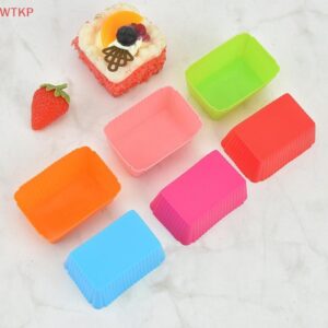 6 Pçs Molde De Bolo Retângulo De Silicone Macio Muffin Cupcake Forro Assar Copo Doces Bakeware Assadeira - Oferta na Shopee