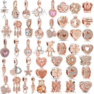 Berloques De Prata 925 Charme Rosa Ouro Cintilante Amor Pulseira Acessórios Galáxia Colar Pingente DIY Presente Criativo - Oferta na Shopee