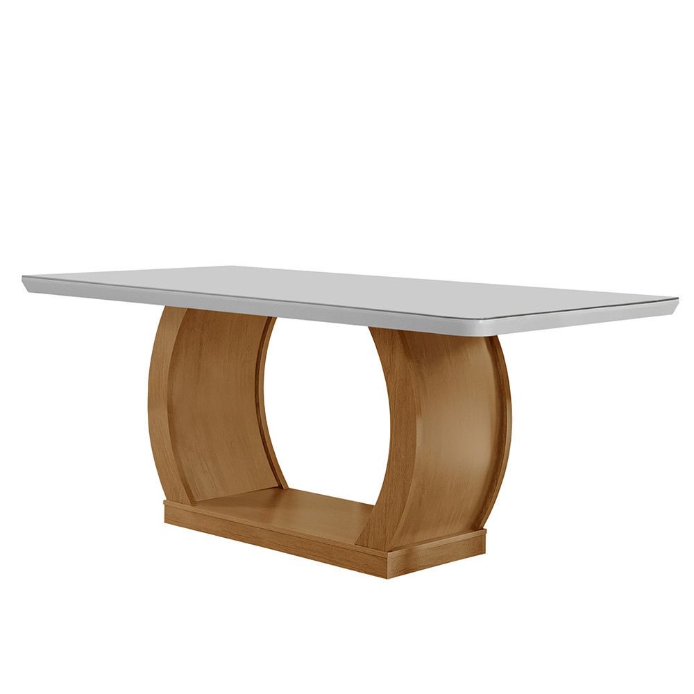 Mesa para Sala de Jantar Milena 180cm Em MDF e Vidro Com Canto Copo Mesa para Sala de Jantar Milena 180cm Em MDF e Vidro Com Canto Copo - Oferta na Shopee