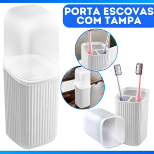 Porta Escova Dental De Pia Plástico Quadrado Com Tampa Moderno Luxo Banheiro Material Reforçado - Oferta na Shopee