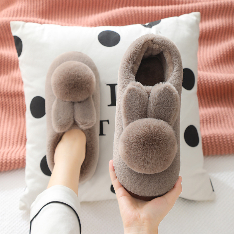 Pantufas De Algodão Sapatos Femininos De Coelho De Inverno De Pele Com Sola Grossa Antiderrapante Pantufas De Algodão Sapatos Femininos De Coelho De Inverno De Pele Com Sola Grossa Antiderrapante - Oferta na Shopee