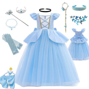 Menina Cinderela Vestido Festa Princesa Traje Crianças Halloween Meninas Presente De Aniversário Roupas Cosplay - Oferta na Shopee