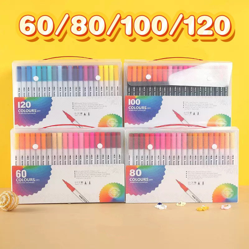 Kit 60/80/100/120 Canetas 2 em 1 Brush Lettering e Ponta Fina Dual Pen Canetinha Colorir Desenho Kit 60/80/100/120 Canetas 2 em 1 Brush Lettering e Ponta Fina Dual Pen Canetinha Colorir Desenho - Oferta na Shopee