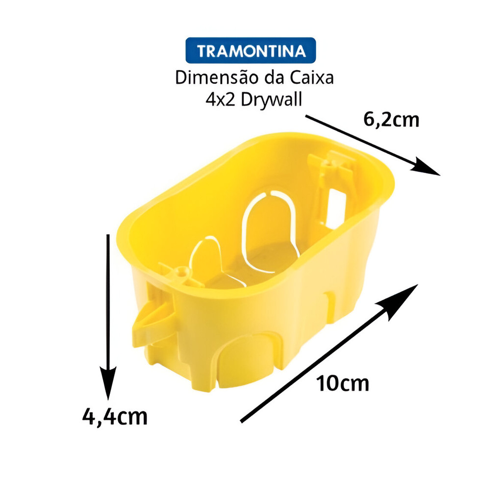 Caixa Embutir Tramontina Drywall Gesso 4×2 Retangular amarela Caixa Embutir Tramontina Drywall Gesso 4×2 Retangular amarela