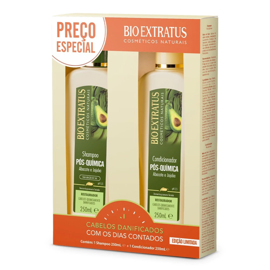 Kit Bio Extratus Pós Química Shampoo e Condicionador 250ml Kit Bio Extratus Pós Química Shampoo e Condicionador 250ml - Oferta na Shopee