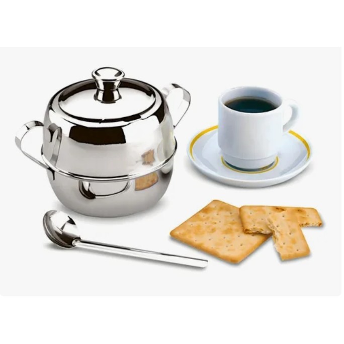 Açucareiro Grande 100% Inox com Tampa Removível e Colher 2 Peças Açucareiro Grande 100% Inox com Tampa Removível e Colher 2 Peças - Oferta na Shopee