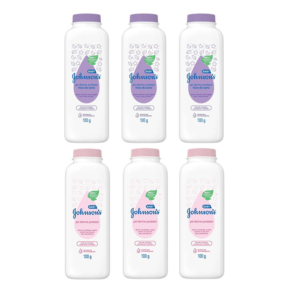 Kit 6 Talco Johnsons Baby 100g Puro e Hora do sono Kit 6 Talco Johnsons Baby 100g Puro e Hora do sono - Oferta na Shopee