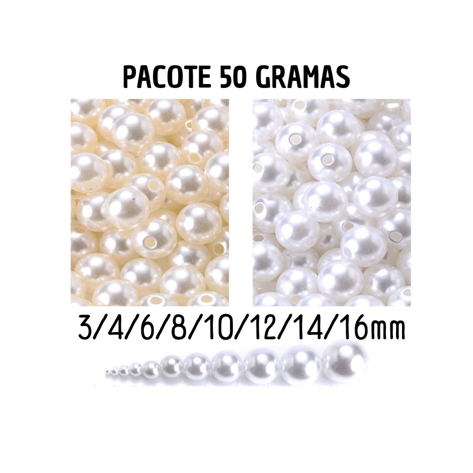 Pérola ABS 3 4 6 8 10 12 14 16 Bola Inteira C Furo Pacote 50 Grs Pérola ABS 3 4 6 8 10 12 14 16 Bola Inteira C Furo Pacote 50 Grs - Oferta na Shopee