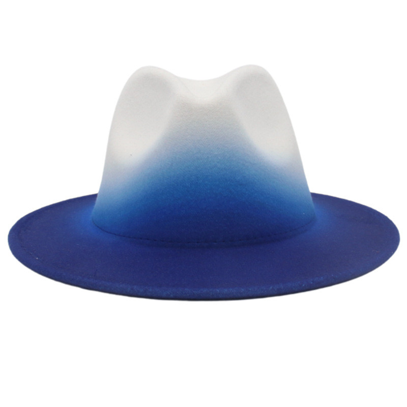 Chapéu Feminino Fedora Chapéus De Feltro Para Homens Cor Gradiente Aba Larga Azul Casual Ao Ar Livre Masculino Fedoras Chapéu Feminino Fedora Chapéus De Feltro Para Homens Cor Gradiente Aba Larga Azul Casual Ao Ar Livre Masculino Fedoras - Oferta na Shopee