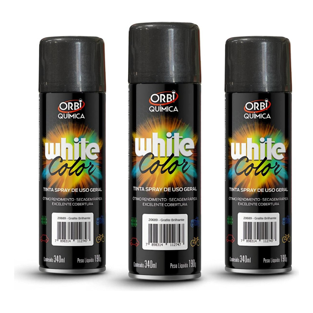 Kit 3 Un Tinta Spray Grafite Brilhante Uso Geral 340 Ml Kit 3 Un Tinta Spray Grafite Brilhante Uso Geral 340 Ml