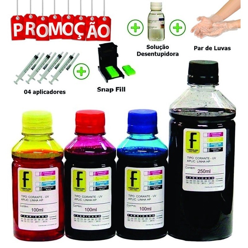 500ml Kit Tinta Recarga Cartucho 664 Hp 2136 3636 3836 + Snap Com Manual de Instruções + Suporte 500ml Kit Tinta Recarga Cartucho 664 Hp 2136 3636 3836 + Snap Com Manual de Instruções + Suporte
