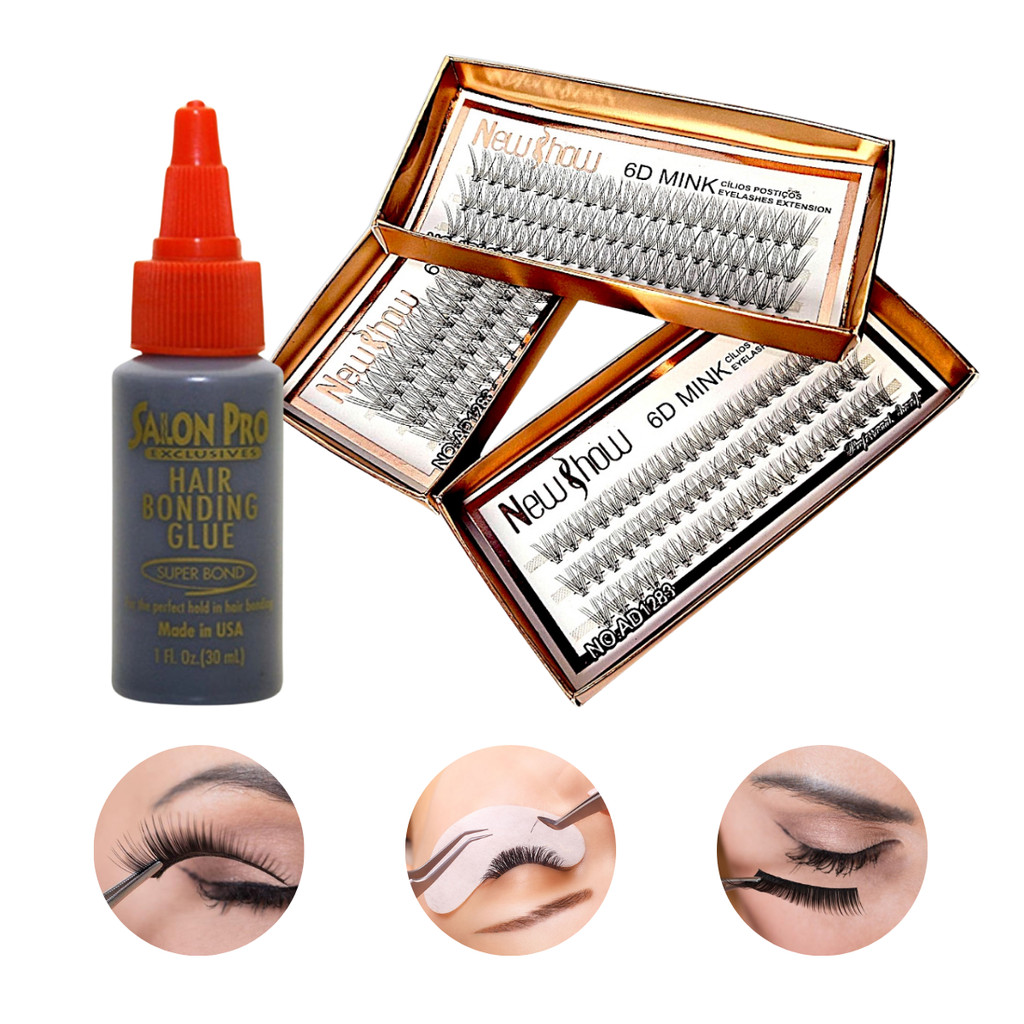 Salon Pro Cola 30ml + Cílios postiços 6D MINK NEW SHOW - Tufos Sem nó Salon Pro Cola 30ml + Cílios postiços 6D MINK NEW SHOW - Tufos Sem nó - Oferta na Shopee