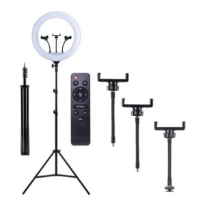 18 polegadas 46CM Ring Light Iluminador Com Suporte 3 Celulares e Tripe 2.1M - Oferta na Shopee
