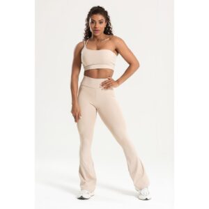 Conjunto Fitness Legging Flare e Top Ombro Único Areia Duna Cintura Alta Treino Academia Crossfit - Oferta na Shopee