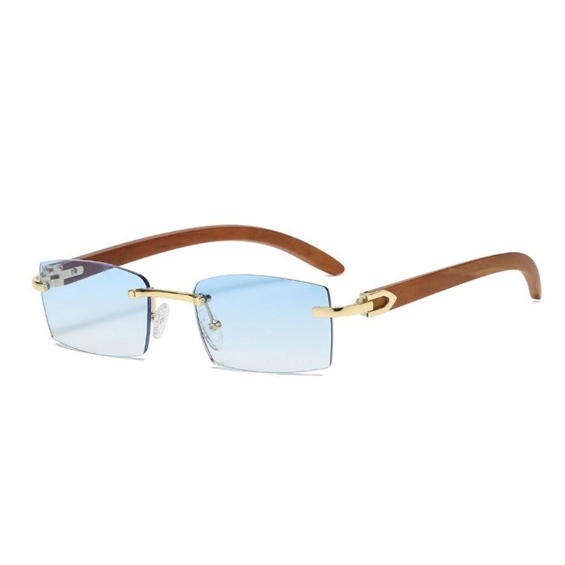 Óculos De Sol Sem Moldura Com Estilo De Madeira , UV400 , Marca De Luxo Masculino E Feminino Óculos De Sol Sem Moldura Com Estilo De Madeira , UV400 , Marca De Luxo Masculino E Feminino