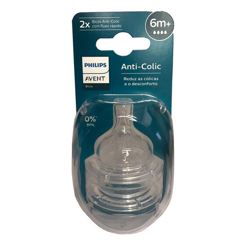 Bico Mamadeira Avent Philips – Clássica Nº4 6m+ – 2 Unidades Bico Mamadeira Avent Philips – Clássica Nº4 6m+ – 2 Unidades