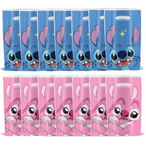 10/30 Peças Sacolas de Presente de Plástico Disney Rosa Azul Lilo & Stitch Suprimentos para Festas para Meninos Meninas - Oferta na Shopee