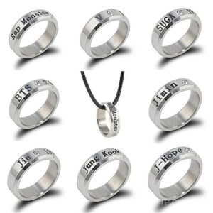 Kpop Bangtan Boys Bts Suga Jimin Jung Kook V Jin Jhope Anéis De Aço Inoxidável - Oferta na Shopee
