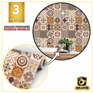 Vinil Adesivo Papel De Parede Portugues Azulejo Ladrilhos Autocolante 3m x 45 cm IMP - Oferta na Shopee